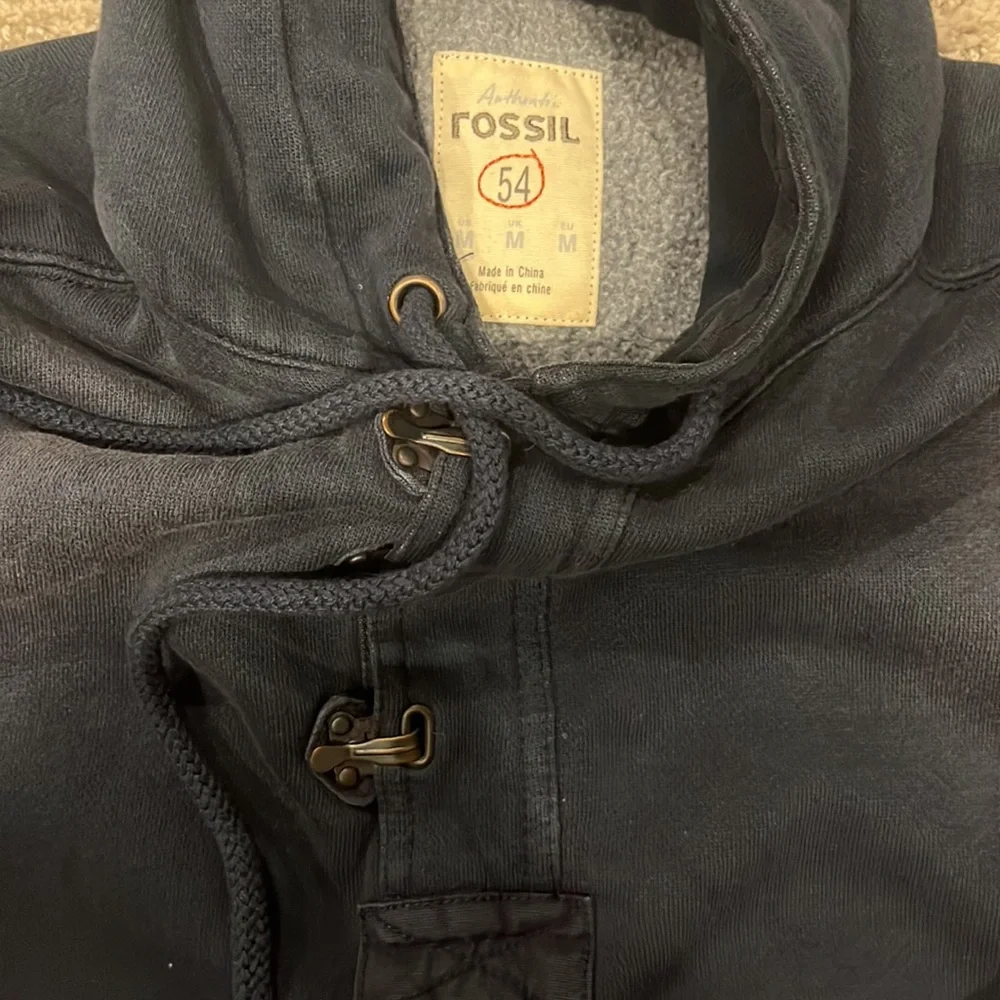 NAVY BLUE FOSSIL HOODIE SWEATSHIRT MEDIUM - Picture 3 of 5